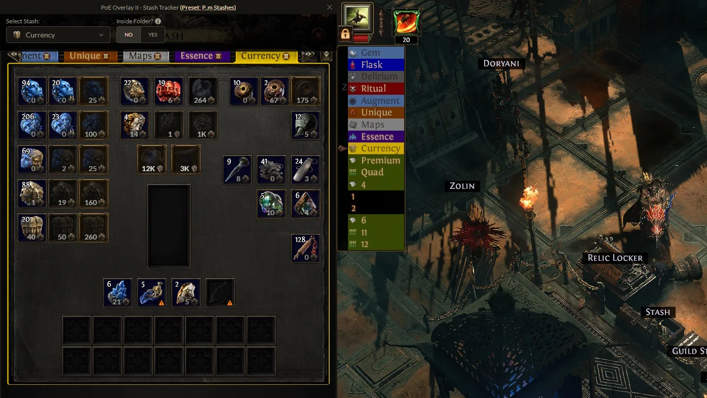Stash Tracker in-game view