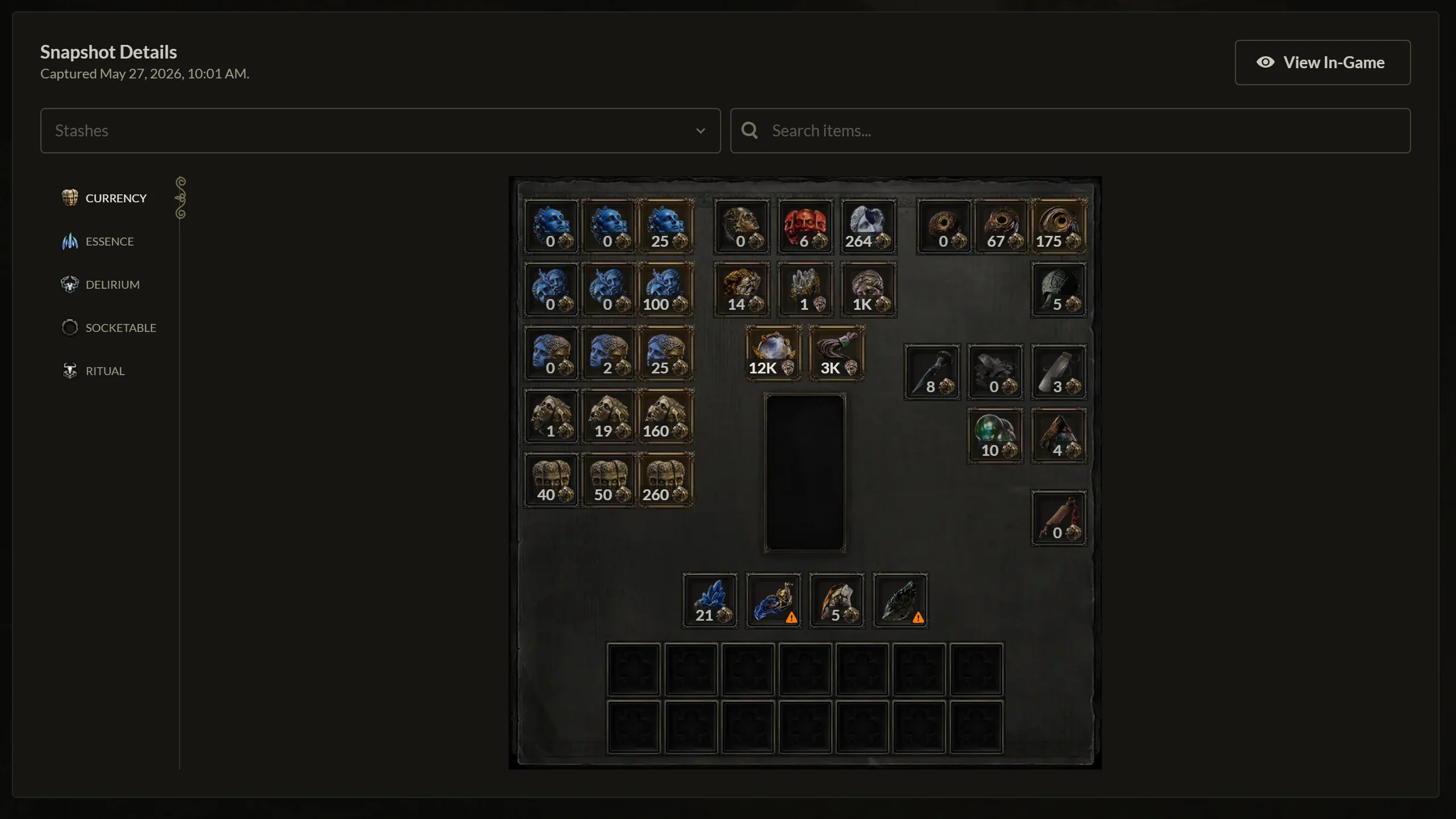 Stash Tracker overview